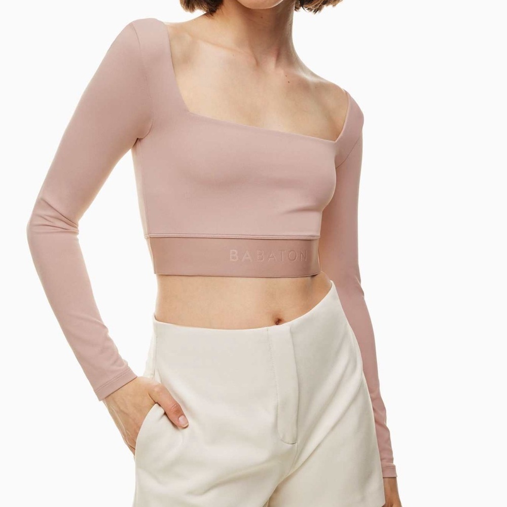 Babaton ‘Sylvia’ Contour Square-neck Long Sleeve in ‘Kasha Taupe’ Size Small